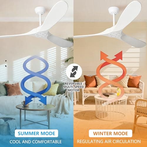 Zronon 72 Inch White Ceiling Fan No Light, Wood Outdoor Ceiling Fans without Lights for Patios Gazebo Porch Living Room, Modern Exterior Extra Large High CFM Ceiling Fan No Light with Downrod view 4