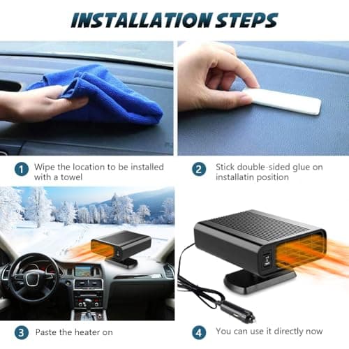 Car Heater-12V Car Heaters forVehicle,150W Car Heater that Plug in Cigarette Lighter,2 in 1 Fast Heating Defrost Defogger view 4