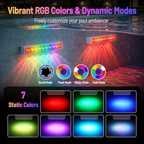 Orbecco Underwater Pool Lights, IP68 Waterproof Submersible Pool Led Lights with 13 Lighting Modes, Rechargeable Pool Light with Remote Control and Timer, Pool Lights for Above Ground Inground Pools view 3