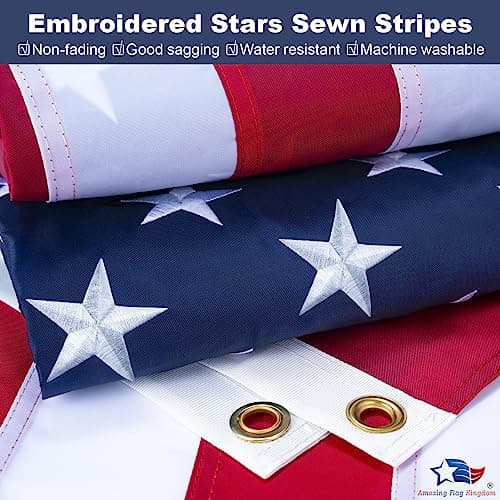 American Flag 3x5 Outdoor Heavy Duty, American Flags for outside 3x5 , Heavy Duty Nylon USA Flags with Durable Brass Grommets, Sewn Stripes Standard, 300D Nylon USA Flag for Indoor Outside Decoration view 2