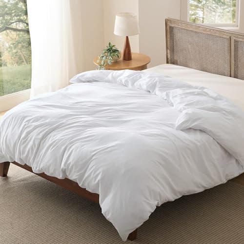 Bedsure Twin Duvet Cover Only - Prewashed Cotton-Like Polyester Soft All Season Bedding, Includes 1 Duvet Cover Twin Size 68x90 Inches with Zipper Closure, White, (No Comforter, No Pillow Shams) view 1
