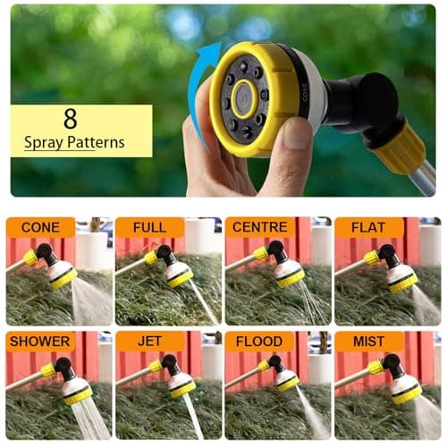 17.5" Multi-Pattern Watering Wand with Thumb Control & 180° Water Nozzle | 8 Spray Modes for High-Pressure Cleaning, Pet Bathing, Gardens, Hanging Baskets | Fits Standard Garden Hoses view 4