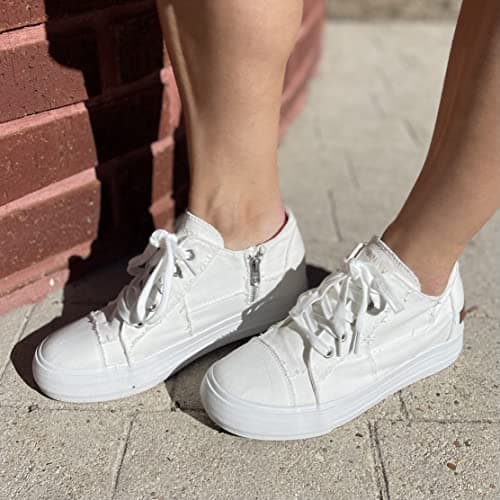 JENN ARDOR Wedge Sneakers for Women Fashion Canvas Shoes Casual Platform Hidden Heel Womens Slip On Sneaker Non Slip Side Zipper view 3