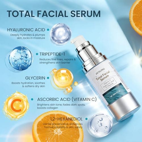 All-in-One Vitamin C Serum For Face With Hyaluronic Acid & Peptides – Anti-Aging, Dark Spot Corrector, Firming & Hydrating Treatment For Women & Men, Reduces Wrinkles & Fine Lines, 30ml (1 Fl Oz) view 2