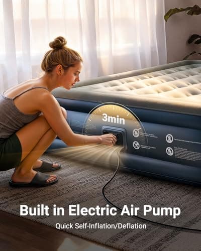 iDOO Queen Air Mattress with Built in Pump, 18 Raised Comfort Inflatable Blow up Mattress, Upgraded Support Structure Portable Air Bed for Camping, Guests and Home, Colchon Inflable, 650lbs Max view 3