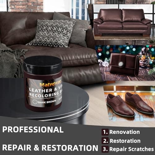 Malydyox Leather Recoloring Balm, 10 oz Leather Color Restorer Conditioner, Leather Color Repair Patch, Leather Restorer for Couches, Leather Color Repair Kits for Furniture, Sofa (Dark Brown) view 2