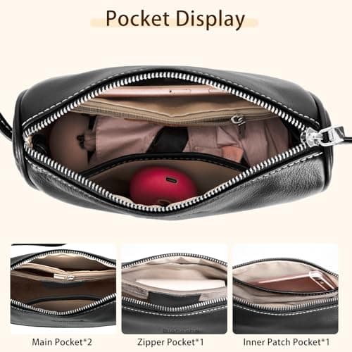 Genuine Leather Mini Crescent Bag for Women, Small Crossbody Hobo Purse for Evening Out & Shopping, Lightweight and Compact view 5