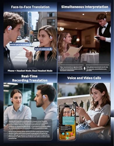 AI Translation Earbuds Real Time,164 Languages Translator Earbuds,96H Audifonos Traductores Inglés Español,Bluetooth 6.1 translating earbuds 5-in-1 Translator Device for Travel Business Learning view 3