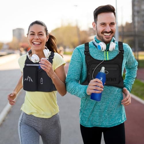 KINGSLONG Chest Pack Running Vest with Hydration Bottle, Reflective Gear Sport Chest Bag for Men Women view 2