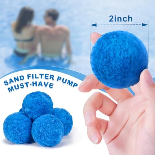 TTQ Pool Filter Balls for Sand Filter Systems, 3.3 Lbs Reusable Polyester Fiber Filter Media, Blue Filter Balls for Above Ground and Inground Pools view 2