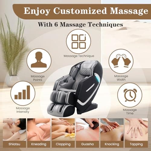 RESTREAL 4D Massage Chair Full Body, Zero Gravity SL-Track Shiatsu Electric Massage Chair Recliner, Airbag Massage, Deep Yoga Stretch with Heat Body Scan Bluetooth Foot Roller, Extendable Footrest view 4