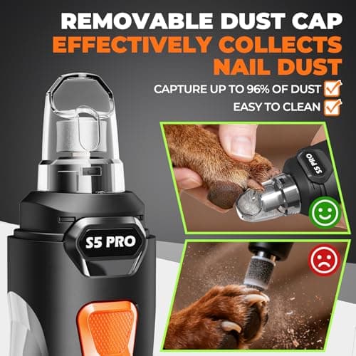 Super Quiet Dog Nail Grinder Kit Safe & Silent for Sensitive Dogs Cats | 4 LED Lights, 3-Speed Cat Nail Trimmer & Clippers, 3 Grinding Bits, Stress-Free Grooming Set for All Size Pets view 6