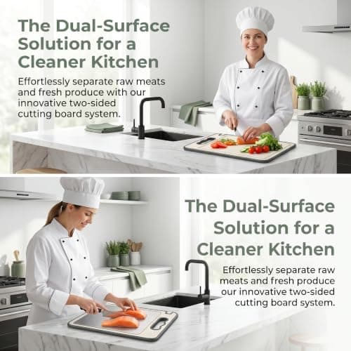 Tibo Titanium Cutting Board for Kitchen 1pc with Juice Groove – Double Sided Cutting Board for Meat, Veggies & Bread view 2