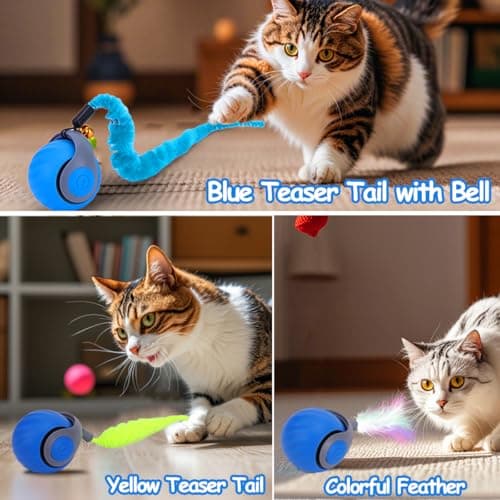 2PCS Interactive Cat Ball Toy, Self Rolling Ball with Cover Anti-Scratch for Bored Indoor Cat Chasing, Obstacle Avoidance Smart Cat Toys for Enrichment, Motion Activated Toys to Keep Them Busy view 5