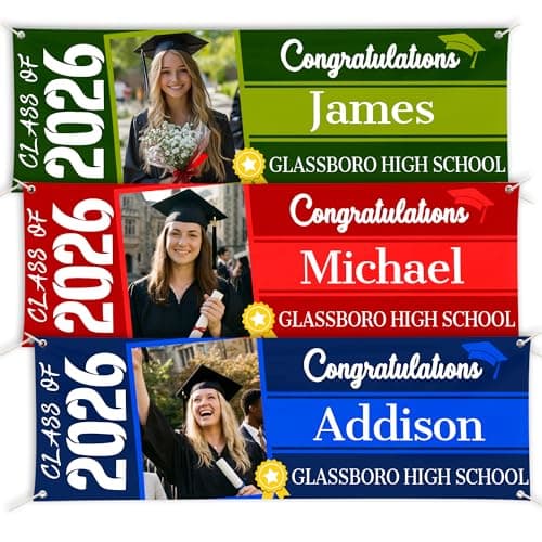 Personalized Graduation Banner with Photo, Custom Class of 2026 Graduation Decorations, Weatherproof Vinyl Congrats Grad Sign for Backyard Party, High School & College Outdoor Backdrop.