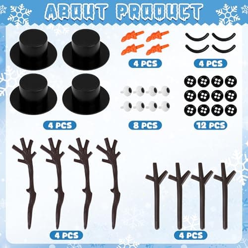 4 Pack Christmas Crafts, Air Dry Clay Snowman Kit for Winter Event Games | Toddler Craft Supplies, Build a Snowman Kit, Christmas Stocking Stuffers, Xmas DIY Winter School Family Party Supplies view 2