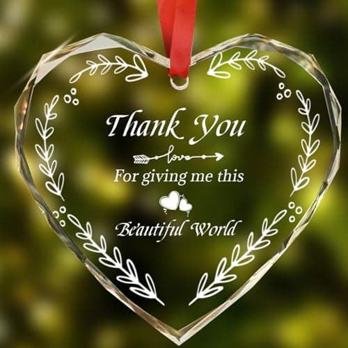 for Mom, Wife, or Loved Ones - 'Thank You for Giving Me This Beautiful World' - Elegant Hanging Ornaments Crystal Gift for Anniversary, Birthday, or Christmas — image 1