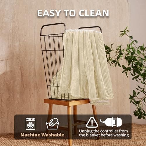 JET'S HOME Heated Blanket 50"x60" - ETL Certified Flannel Electric Blanket Throw Machine Washable Heating Throw with 9 Heating Levels 10 Hours Adjustable Auto-Off (Sandy Beige) view 4