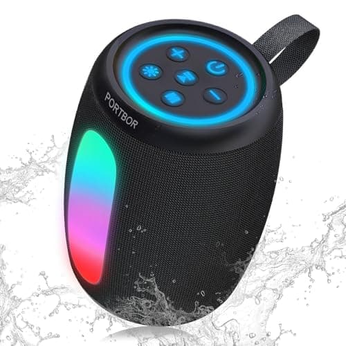 Portable Bluetooth Speaker, 2026 Powerful Stereo Loud Sound Wireless Speaker, 8 LED Modes, IPX5 Waterproof, Up to 36H Playtime, BT 5.3 with AUX, TWS Pairing, for Outdoor/Home/Party/Beach, Ideal Gifts