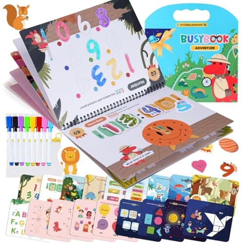 Activity Busy Books for Kids Ages 3-5 | Preschool Learning Activities Workbooks with Letter Tracing Handwriting Practice, Autism Sensory Pre-Assembled Educational Toys Gifts for Toddlers Boys Girls