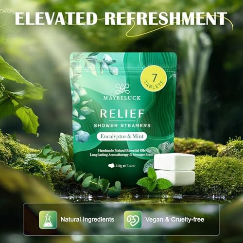 Maybeluck Eucalyptus Mint Shower Steamers 7 Pack - Eucalyptus for Shower, Self Care Easter Basket Stuffers, Relaxation Spa Gifts for Women & Men, Natural Essential Oil Bombs for Self Care view 5