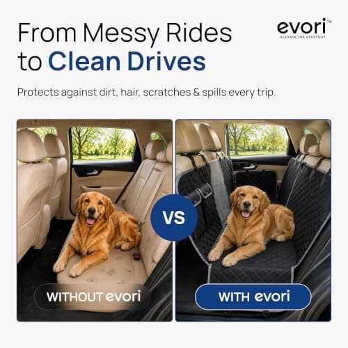 evori Dog Car Seat Cover for Back Seat Waterproof Hammock with Mesh Barrier | Waterproof dog seat cover with mesh barrier, nonslip backing and adjustable straps for back seats in cars, trucks and SUVs view 4
