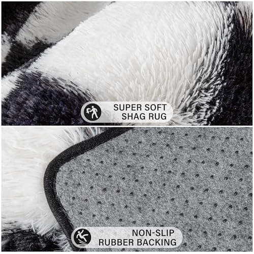 PureCozy Checkered Rug 5x8 for Living Room, Black and White Modern Shag Rugs Super Soft Washable Indoor Office Fuzzy Carpet Non-Slip Fluffy Rugs for Bedroom Home Aesthetic Decor view 6