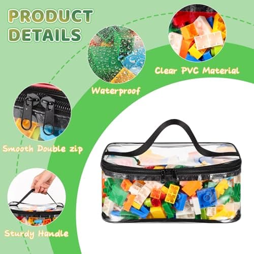 6 Packs Clear Toy Storage Bags, PVC Waterproof Toy Organizer with Zip Reusable Bags for Building Blocks, Board Game, Puzzles view 4