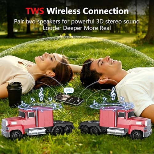 AONOX Cybertruck Bluetooth Speaker, Mini Bluetooth Car Speaker with LED Lights, FM Radio, USB TF Card, TWS Stereo Sound, for Desk Gaming Outdoor, Gift for Car Lovers view 3