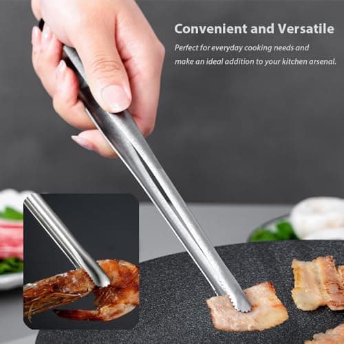 2 Pcs Korean BBQ Tongs Kitchen,Stainless Steel Meat Grill Tong For Cooking Portable Kitchenware Grill Tongs for Home Outdoor Steak Salad Food view 4