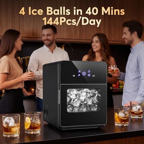 2" Clear Ice Ball Maker Machine, Countertop Sphere Ice Maker with Self-Cleaning – 4 Pcs in 40 Mins (144 Pcs/Day), Auto/Manual Water Fill, Crystal Clear Large Round Ice for Whiskey, Cocktail, Home Bar view 3