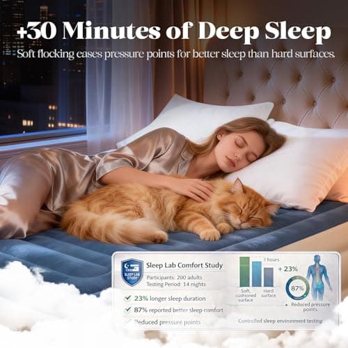 VOSSER Queen Air Mattress with Built-in Pump,18'' Raised Blow Up Mattress, Leak-Proof Air Bed with Storage Bag, Flocked Top Inflatable Mattress for Home, Camping & Guests，800lbs view 6