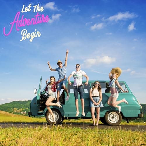 Let The Adventure Begin Neon Sign, Dimmable LED Neon Light for Wall Decor, USB Powered Acrylic Neon Sign for Bedroom, Man Cave, Camping, RV, Party & Adventure Themed Decoration 15.35 x 12.99 in view 3