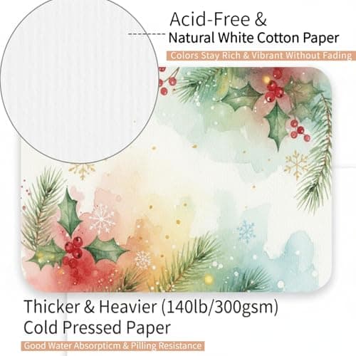 25 Sets Watercolor Paper, 4x6 Inch Watercolor Cards with Envelopes, 140lb/300gsm Water Color Paper, Art Supplies for Adults Kids, Cold Press Textured Cotton Sheets, Artist Painting Drawing Postcards view 4