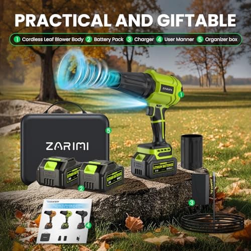 YUQUESEN Cordless Leaf Blower, 980,000 RPM Handheld Leaf Blower with 2 X 4.0Ah Batteries & Charger, Lightweight Leaf Blowers for Patio Cleaning, Lawn Care, Leaves, Dust - Light Green view 6