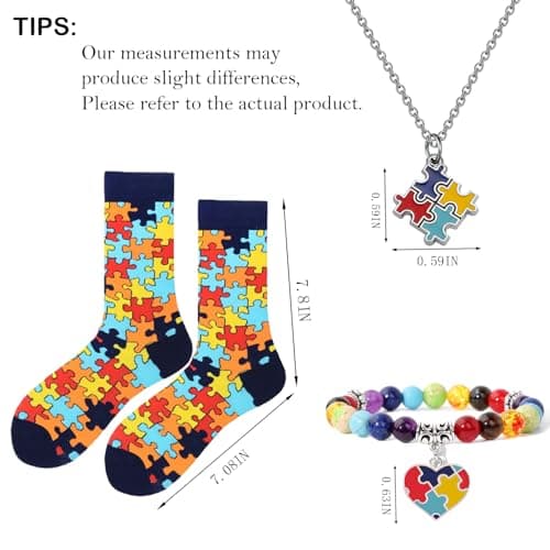ZVUZVO Autism Awareness Socks Puzzle Pieces Set - Autism Awareness Gifts view 3