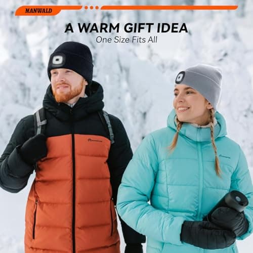 MANWALD Gifts for Men, LED Beanie Hat with Light,USB Rechargeable LED Headlamp, Mens Gifts, Birthday Gifts for Him Dad Husband, Boyfriends, Grey, 2 Pack view 5