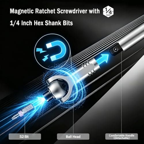 40-in-1 Magnetic Ratcheting Screwdriver Set with 180° Rotating | S2 Steel Bits Screwdriver Set, Repair Tool Kit for Furniture, Precision Electronics, DIY Project, Gift for Men & Husband view 5