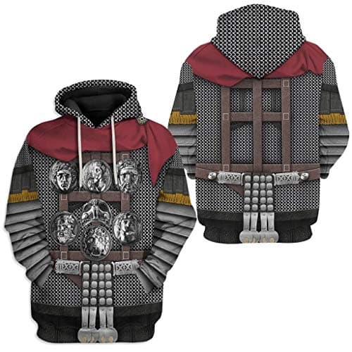 Dymasire Men’s Ancient Roman Soldier Pullover Hoodie Hooded Sports Sweatshirt Halloween Costume for Women view 2