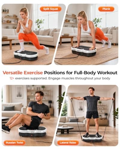HTM Vibration Plate Exercise Machine, 9 Modes & 120 Speeds, Body Shake Plate with Resistance Bands Slot & Remote Control, Shake Board for Weight Loss Fat Burner Home Fitness Workout view 3