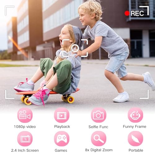 Goopow Kids Camera Toys for 3-8 Year Old Girls Boys,Children Digital Video Camcorder Camera with Cartoon Soft Cover, Best Chritmas Birthday Festival Gift for Kids view 2