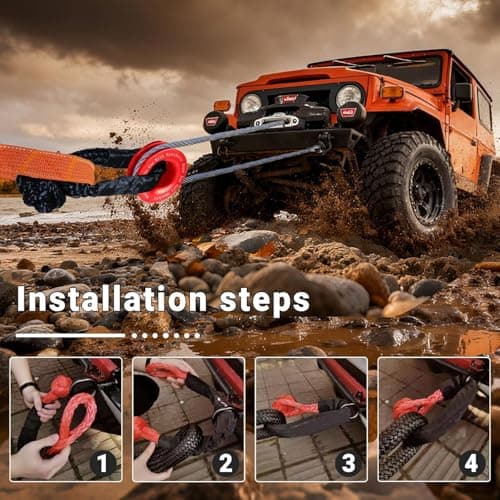 Brobantle 1/2" x 22 Inch Black Synthetic Soft Shackles for Kinetic Recovery Tow Rope,56,000Lbs Breaking Strength for ATV UTV SUV Truck Off-Road Vehicle Recovery view 5