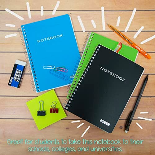 BAZIC PRODUCTS Spiral Notebook, Composition Book, 5" x 7" Poly Cover Spiral Notebook, College Ruled 100 Sheet Notebook for School, Office, & Home Use, Assorted Color, 6-Pack view 4