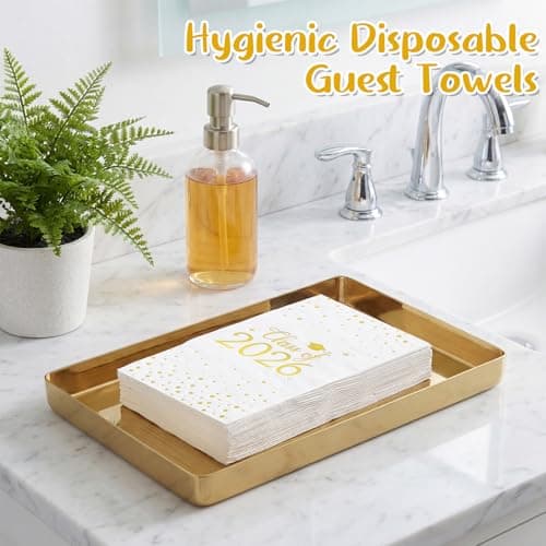 NatNarr 60 Pcs 2026 Graduation Napkins, Class of 2026 Disposable Hand Towels for Bathroom Gold Foil Dots Dinner Guest Napkins for High School College Graduation Party Decoration Congrats Celebration view 4