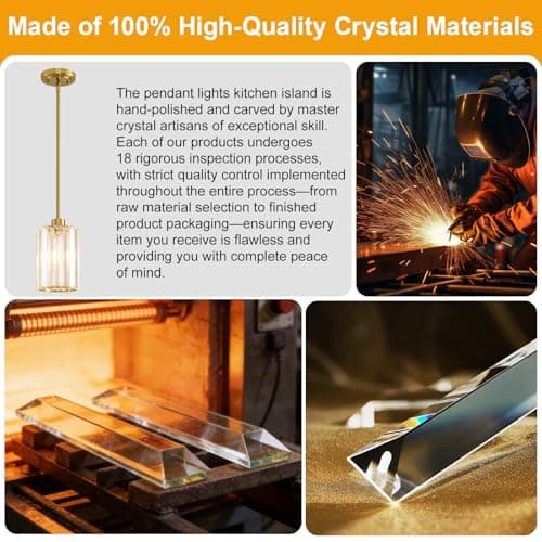 2 Pack Pendant Lights Kitchen Island, Modern Gold Pendant Light Fixtures, Mini Chandelier Crystal Kitchen Island Lighting, Hanging Pendant Lights Fixture for Kitchen Island Dining Room Hallway Foyer view 3
