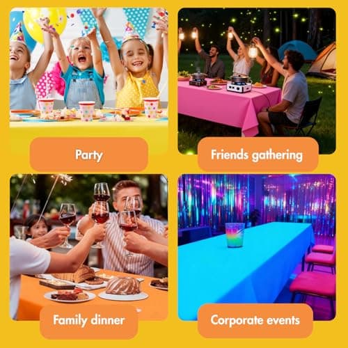 balinging 12 Pack Assorted Vibrant Color Plastic Tablecloth Disposable Rectangle Tropical Colored Table Cover for Party Supplies Birthday Wedding Picnic Home Decoration(54 x 72 Inch,Multi Color) view 5