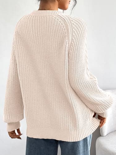 Trendy Queen Women's Oversized Cable Knit Crewneck Fall Pullover Sweaters view 4