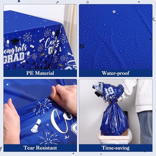 NatNarr Graduation Decorations 2026, Blue Graduation Party Supplies Include Class Of 2026 Grad Plates Napkins Cups Tablecloth Congrats Grad Banner for Middle College High School, Serve 25 Guest view 4