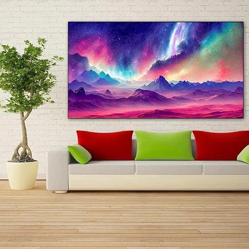 ijbnhd Large Diamond Painting Kit for Adults- Large Diamond Art Kits for Adults, Aurora Mountain Full Drill Round Gem Art for Crafts Home Wall Decor Gift 27.5 X 15.7inch view 3