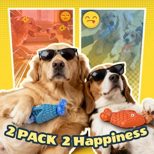 Kseroo Tough Dog Toys for Aggressive Chewers: 2 Pack Indestructible Dog Toys to Keep Them Busy, Tough Chew Toys for Large Dogs, Nylon & Rubber Dog Chew Bones, Squeaky Dog Toy for Large Breed view 6